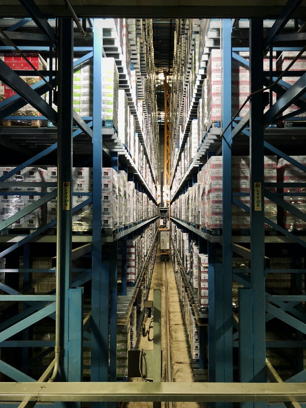 Steel racking and shelving inside a distribution warehouse