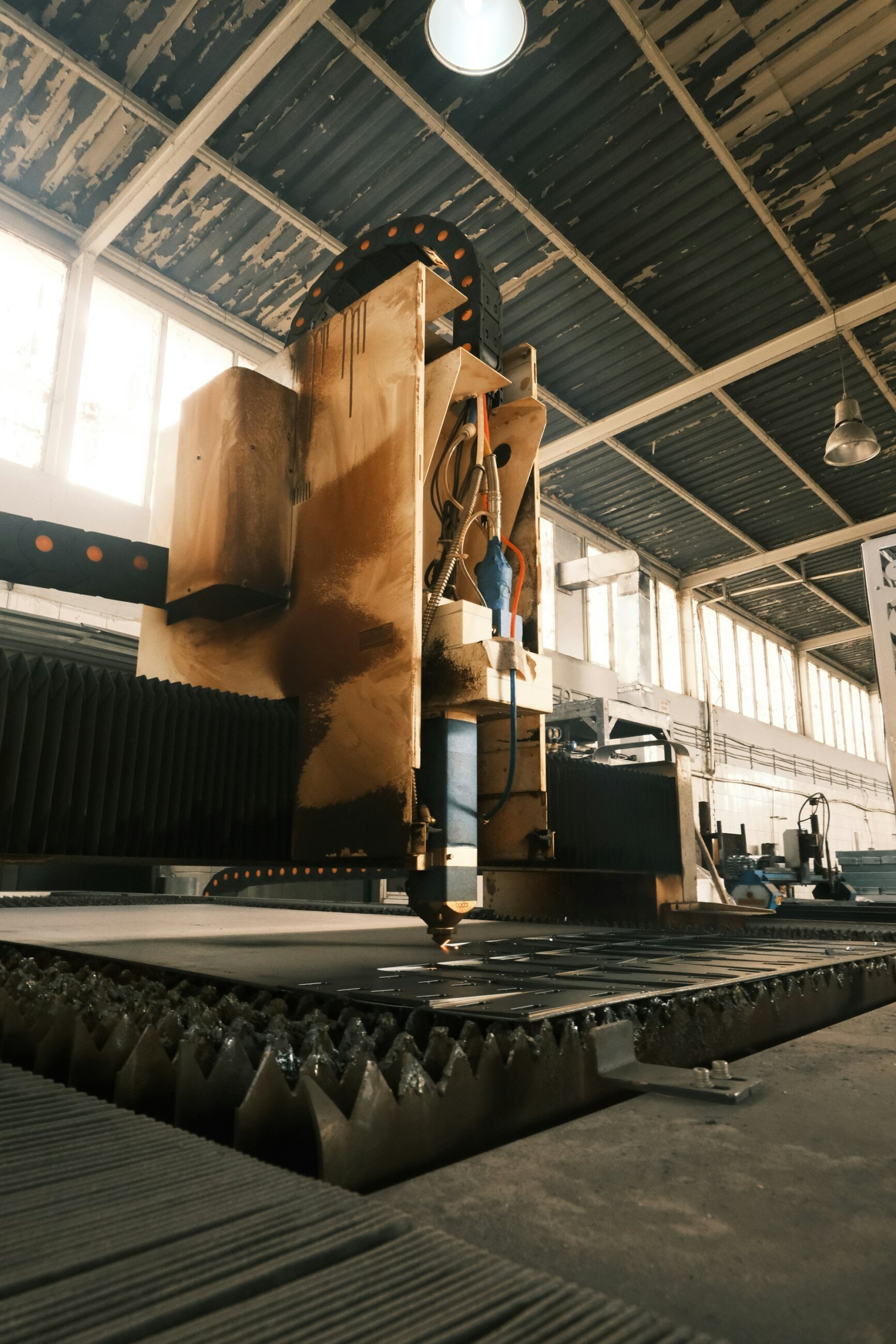 Manufacturing exhibition floor with industrial equipment